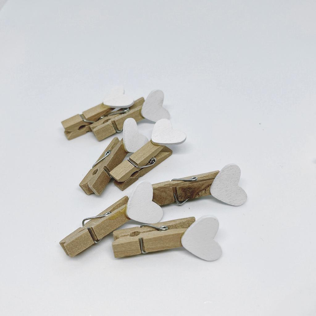 Kẹp gỗ hình trái tim 2,5*3,5cm - Kẹp gỗ Vintage trang trí nhà cửa/ góc học tập Duashop