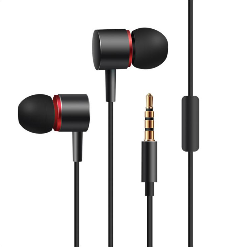 Wired Earphone Metal Sport Music Phone Earbuds In Ear Wire-Control 3.5 MM Drive-by-Wire Headset with MIC