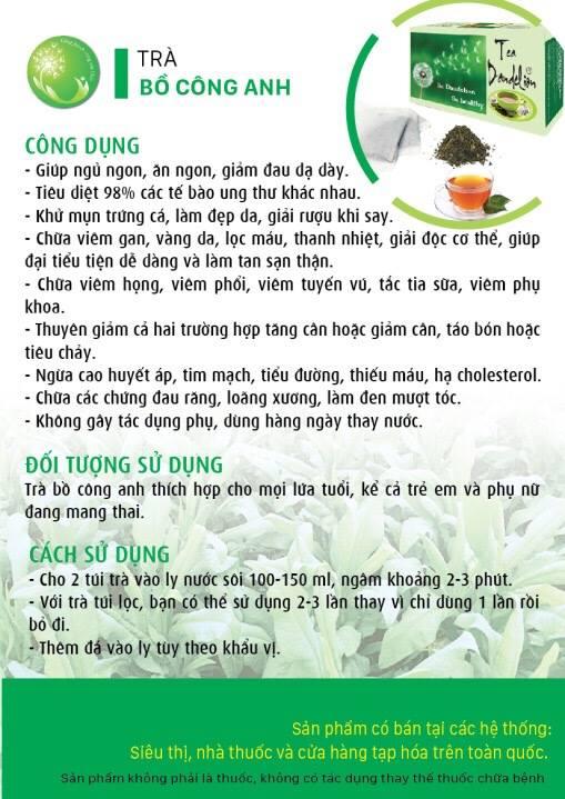 Combo 5 Hộp Trà Bồ Công Anh P&K - mát gan, giải độc, ngừa ung thư (50 túi lọc)