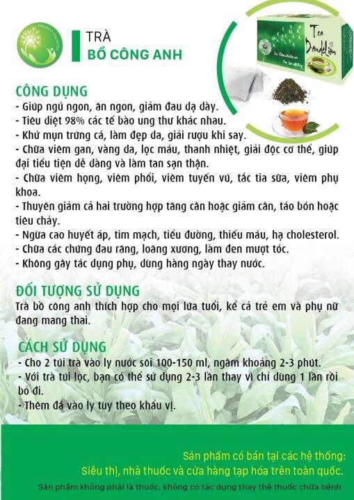Combo 3 Hộp Trà Bồ Công Anh P&K - mát gan, giải độc, ngừa ung thư