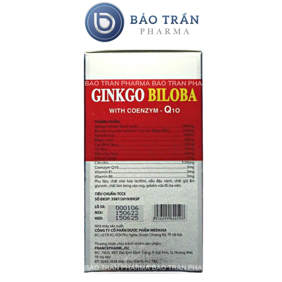 Viên uống bổ não Ginko Biloba đỏ hỗ trợ lưu thông máu não, giảm tai biến mạch máu não (Hộp 10vỉ x 10 viên nang mềm)