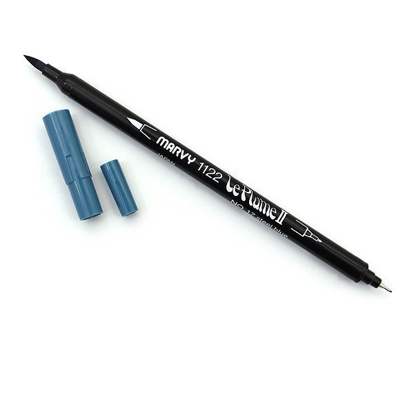 Bút lông hai đầu màu nước Marvy LePlume II 1122 - Brush/ Extra fine tip- Steel Blue (17)