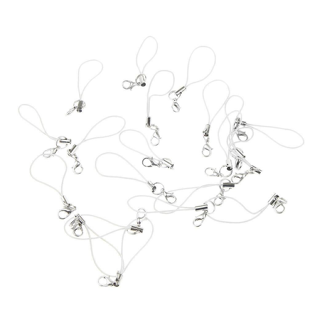 40pcs Diy Mobile Cellphone Keychain Lanyard Charms Diy Rope Black + White