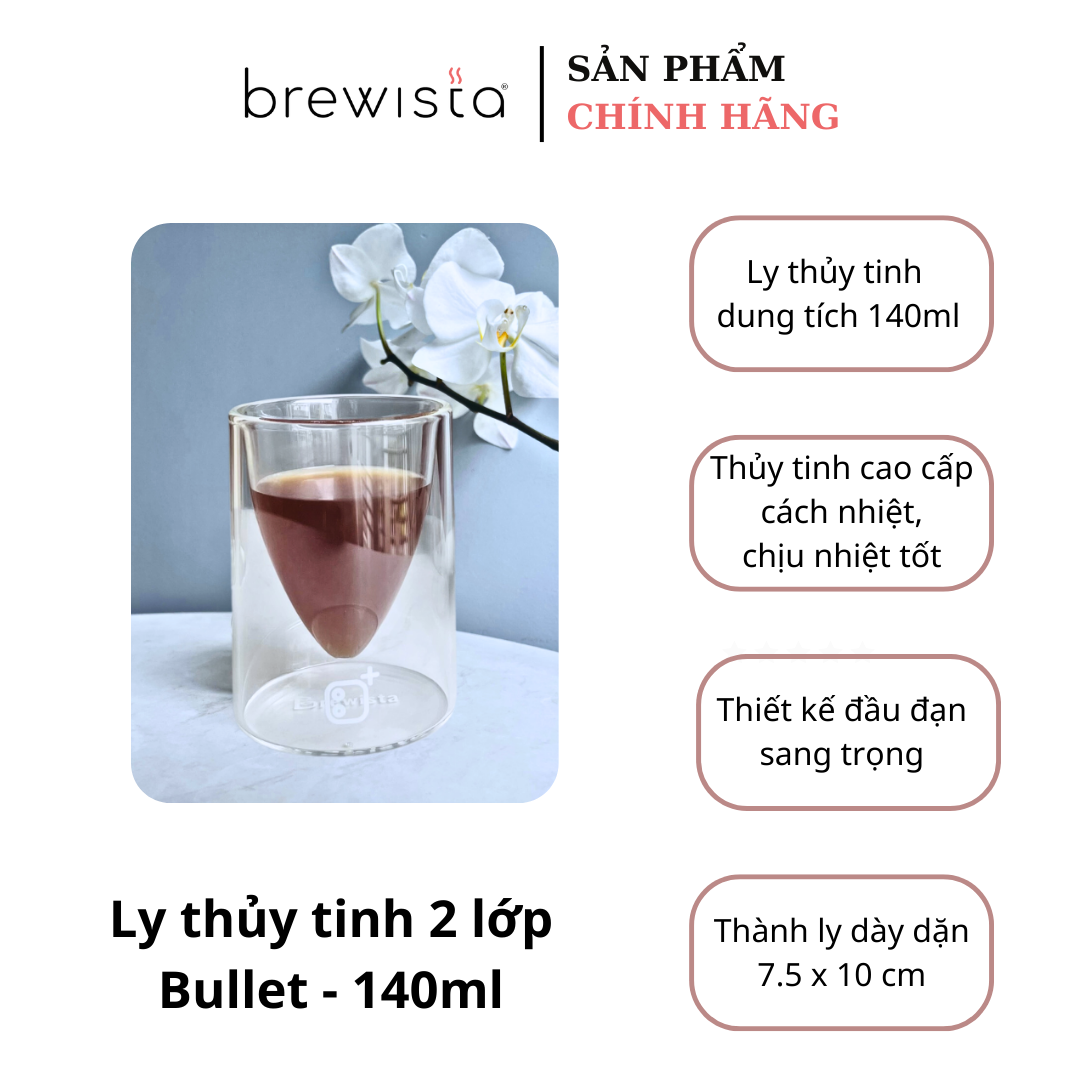 Ly cà Phê thủy tinh 2 lớp Brewista - 140ml