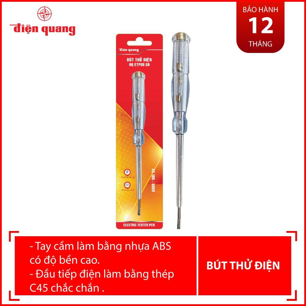 Bút Thử Điện Điện Quang ĐQ ETP08 GR (Đầu Vít Dẹp, 190 mm, Màu Xám Trong)