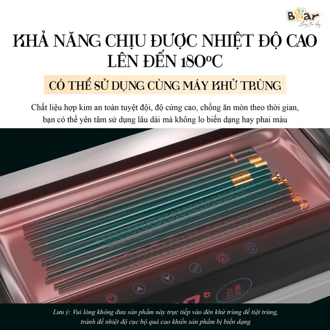 Bộ đũa ăn nhựa phủ Nano cao cấp Bear 6 đôi kháng khuẩn CX-E0102 - Hàng chính hãng