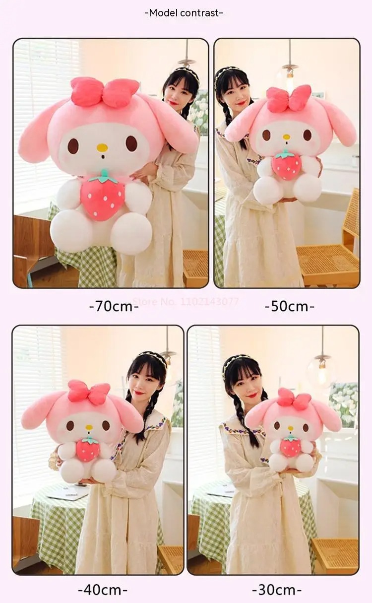 Gấu bông Melody ôm dâu đáng yêu - Size từ 30cm đến 85cm - Quà tặng gấu bông Kuromi mềm mại cao cấp - Gối ôm cho bé