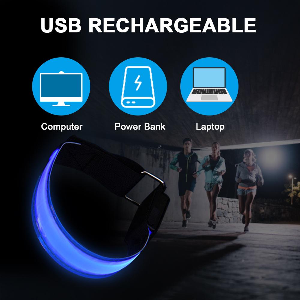 LED Armband Sạc USB Running Arm Band Ban đêm An toàn Chạy bộ Đi xe đạp Gear Dành cho Chạy bộ Đi xe đạp Đi bộ Đường dài Đi bộ Color: 1PC Green