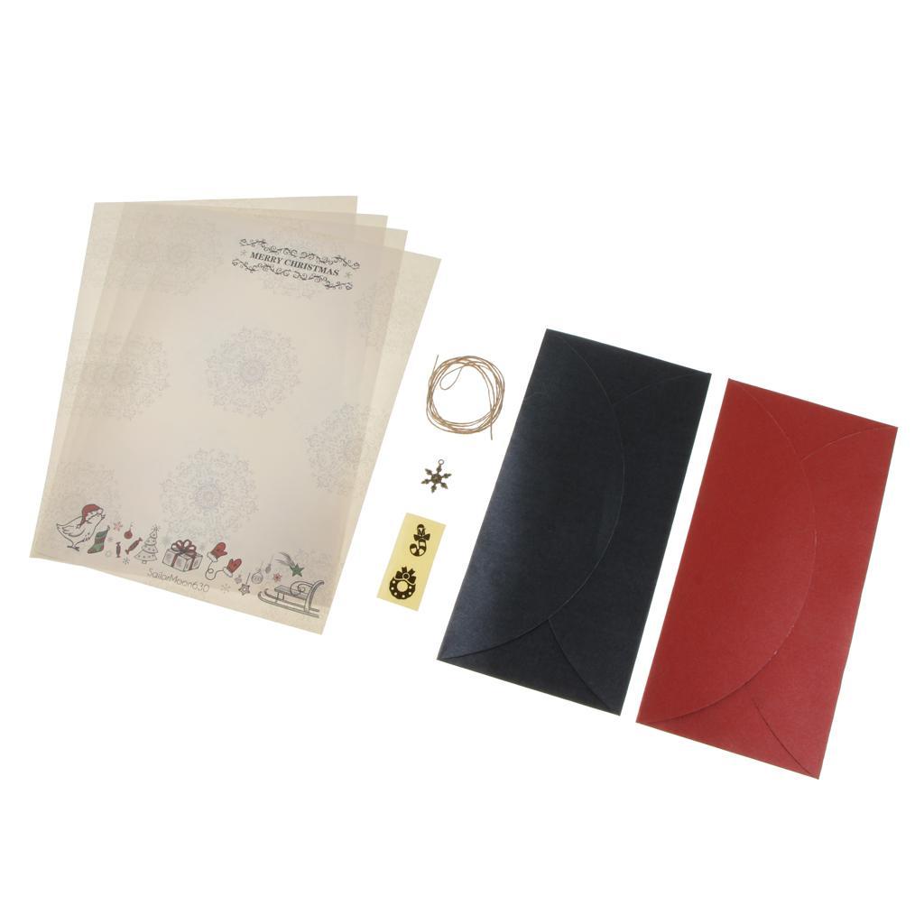 Novelty Christmas Letters Paper with Envelope Self Sealing Sticker Snowflake Shape Pendant
