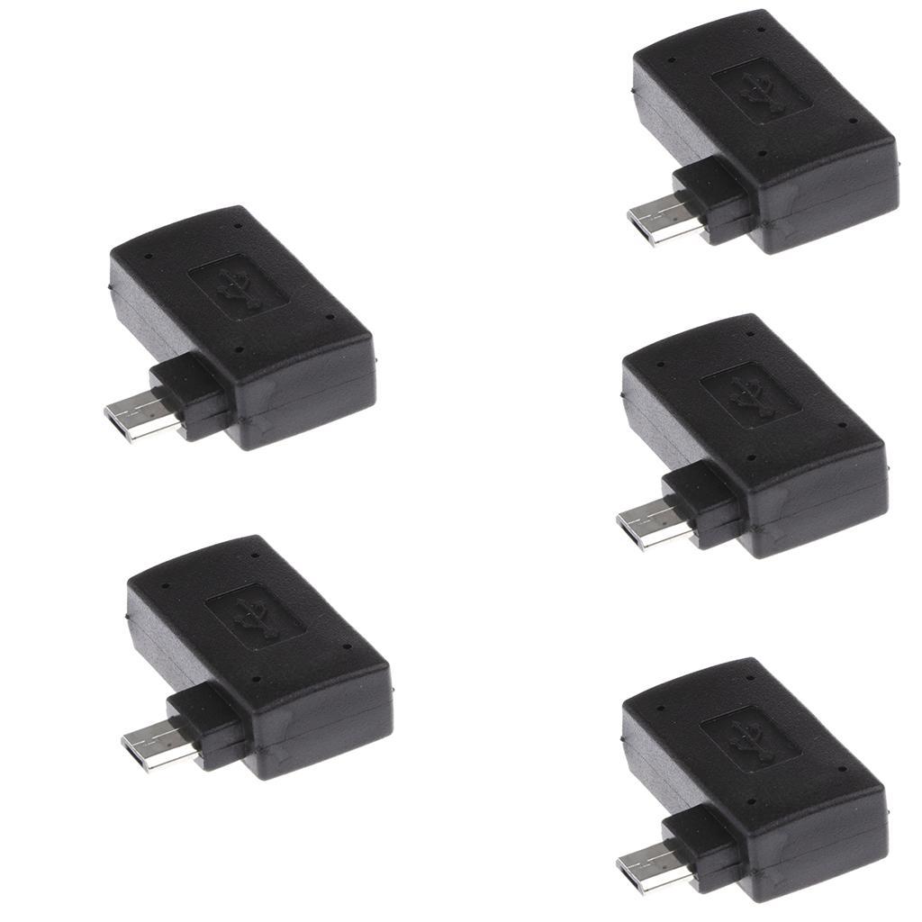 5 Pieces 90 degree Right Angle Micro USB 2.0 OTG Host Adapter Connector with USB