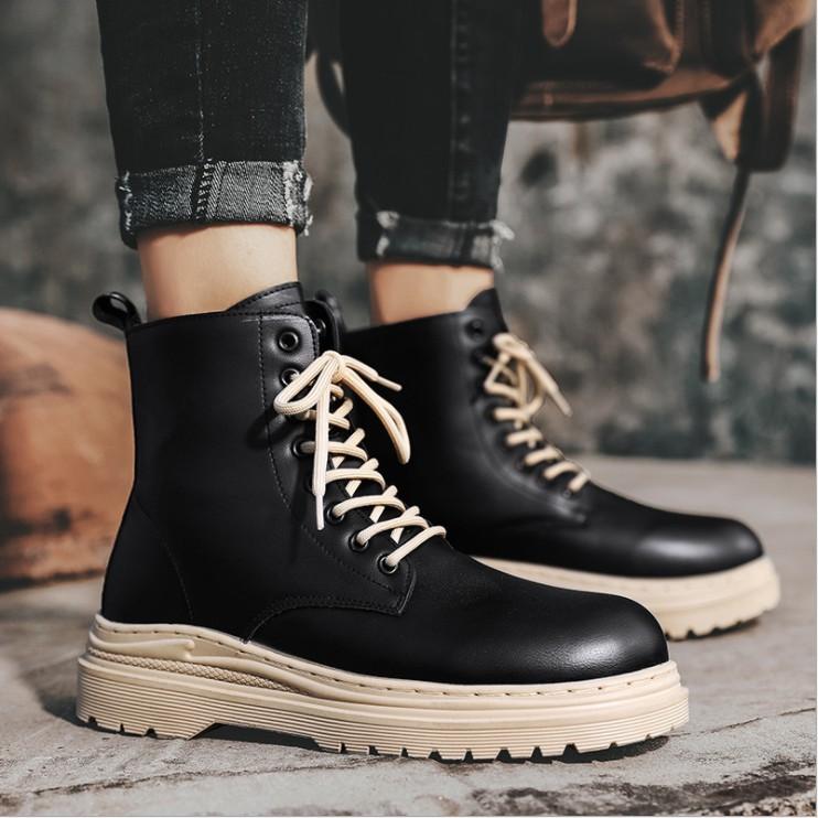 Giày cao cổ -Bốt cổ cao dr martens phiên bản 2021 INF - 1 (2 bản đen đế đen và đen đế kem)