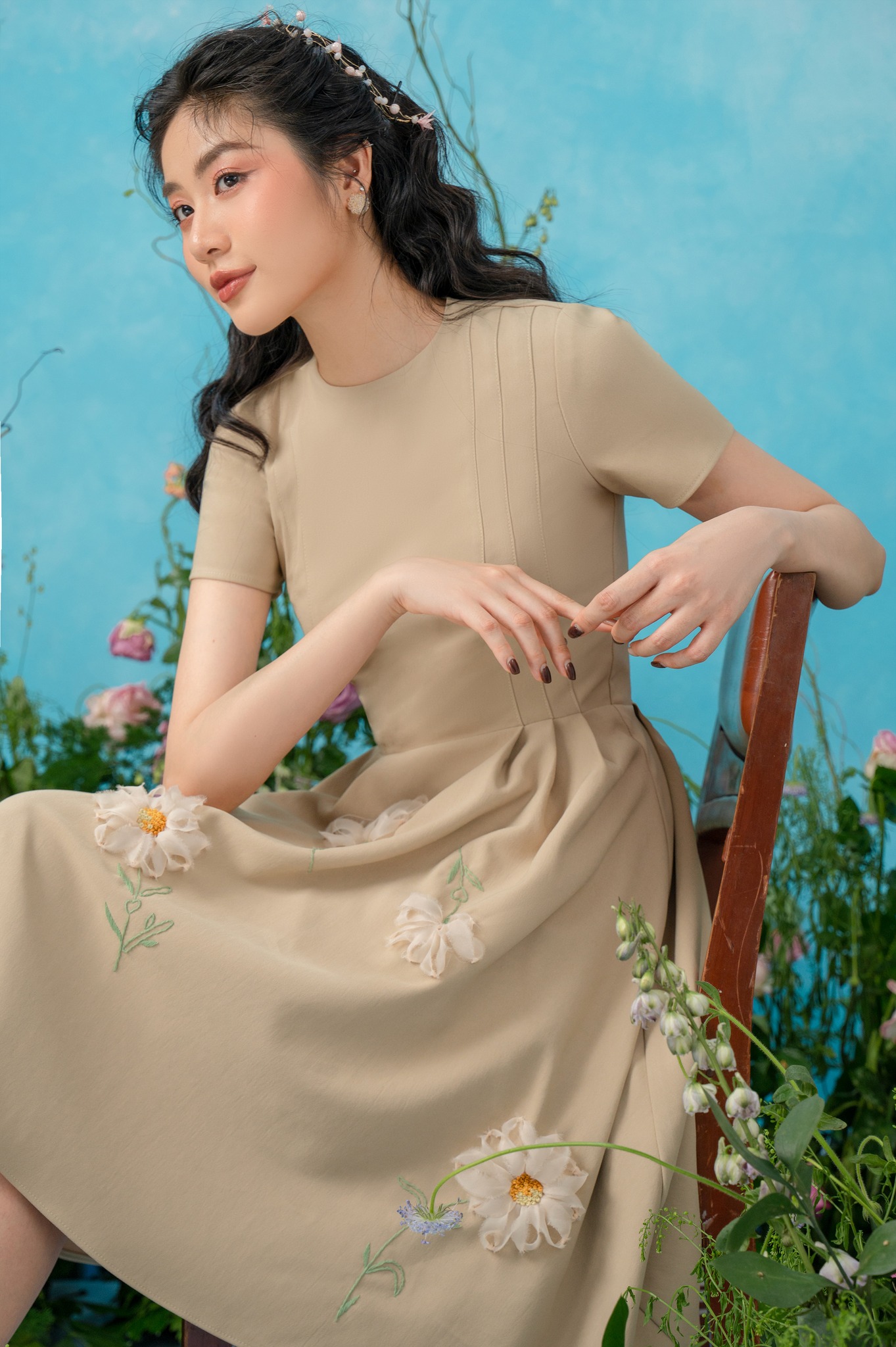 OLV - Đầm Sepia Daisy Embro Dress