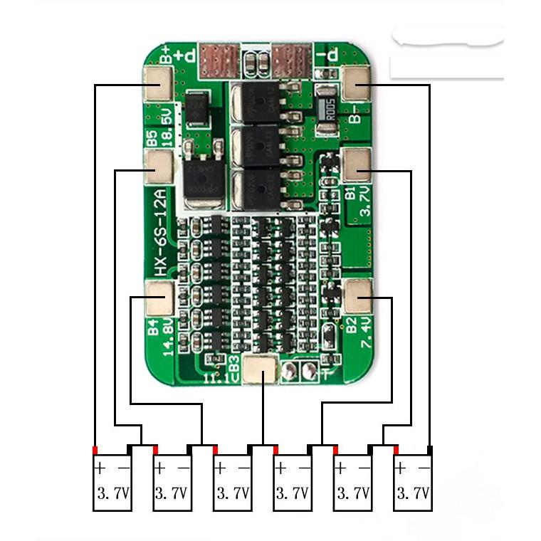 Mạch sạc 6 pin 18650 bảo vệ 20A