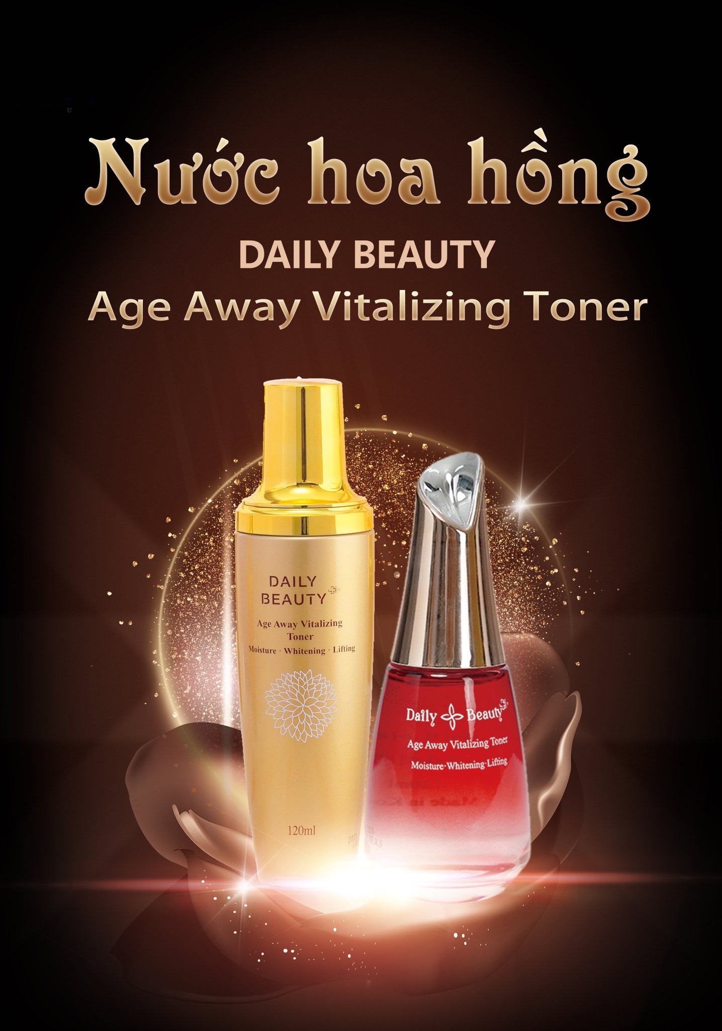 Combo 4 hộp Nước hoa hồng Daily Beauty Age Away Vitalizing Toner R&amp;B Việt Nam nhập khẩu chính ngạch từ Hàn Quốc