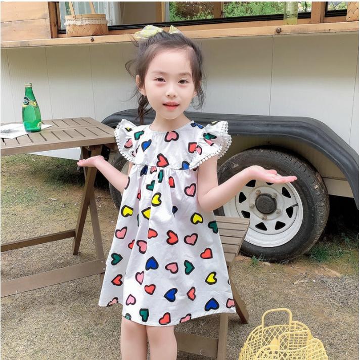 Đầm tay cánh tiên mùa hè cho bé gái mặc đi chơi đi học chất kate mềm mát