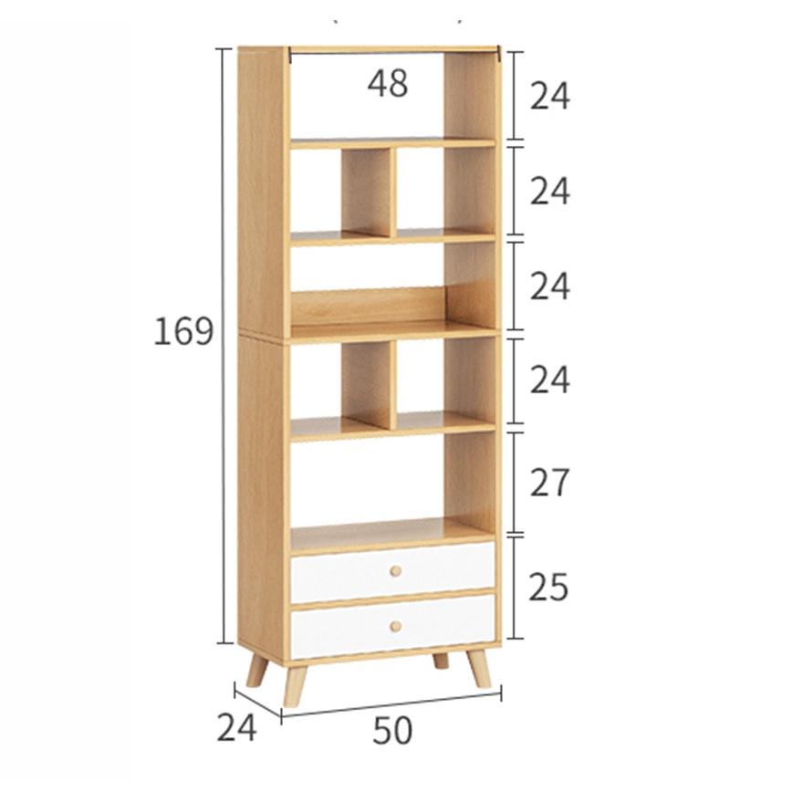 Kệ Sách Chân Gỗ 2 Ngăn Kéo Gỗ MDF Xịn Trang Trí Phòng Khách YAPI GHC-191