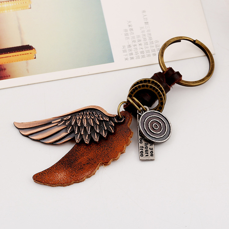 Móc Khóa Kim Loại Cao Cấp Cánh Thiên Thần - Móc Khóa Nam Cổ Điển Âu Mỹ Angel Wings Vintage Keychain