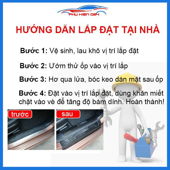 Bộ nẹp bước chân trong ngoài vân Cacbon xe Vios 2019-2020 chống trầy làm đẹp ô tô