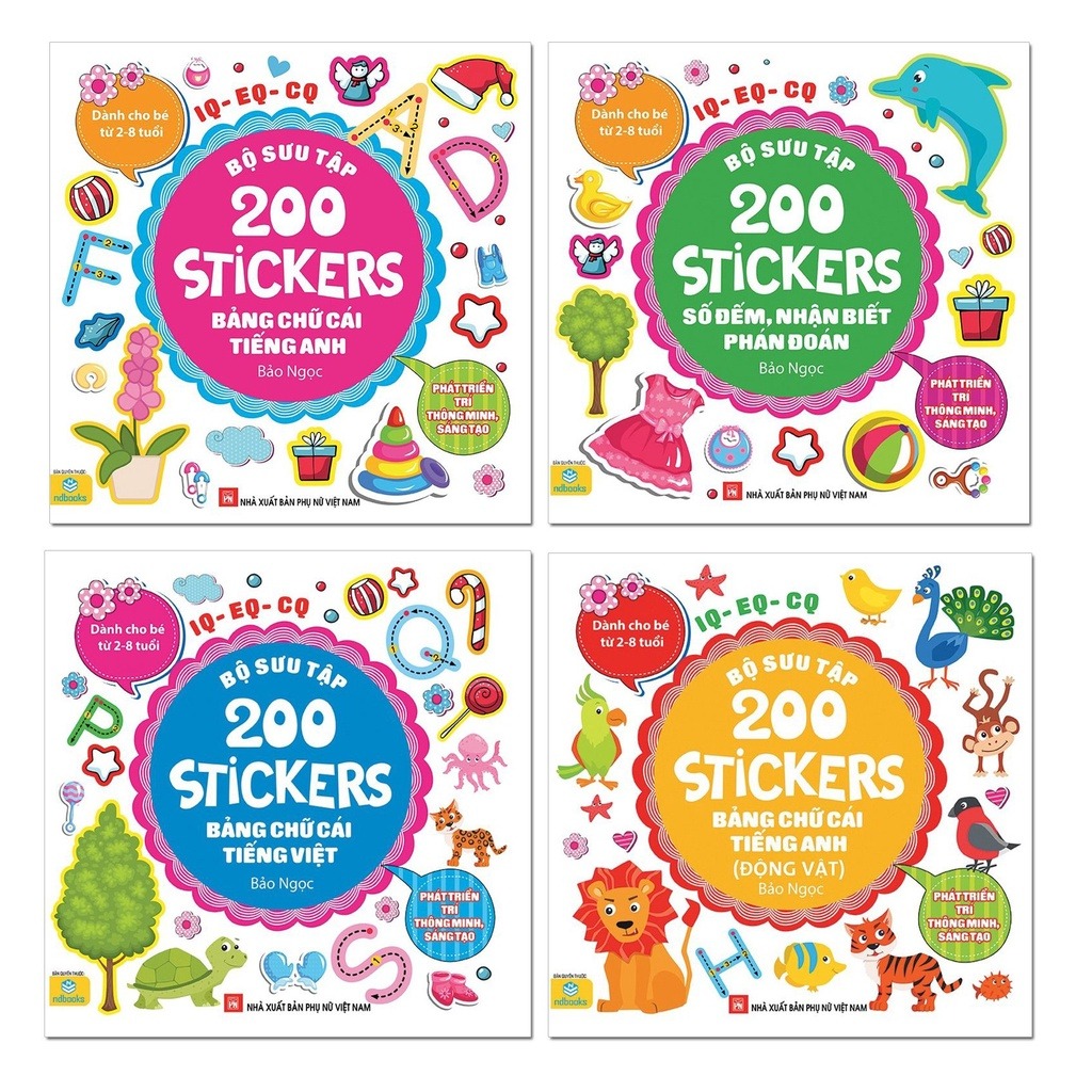 NDB – Trọn bộ 4 cuốn Bộ Sưu Tập 200 Stickers Phát triển trí thông minh, sáng tạo – Trọn bôn 4 cuốn