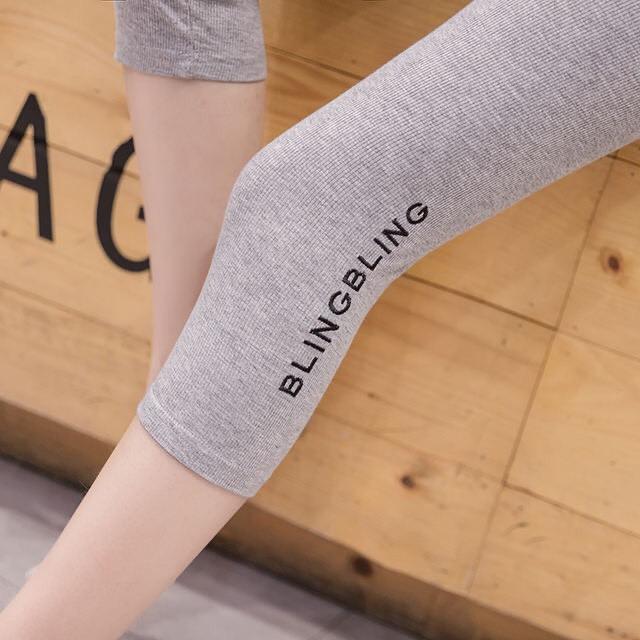 Quần Legging Nữ Cạp Cao Dáng Lửng In Chữ Quần Ôm Nữ Hai Màu So Hot