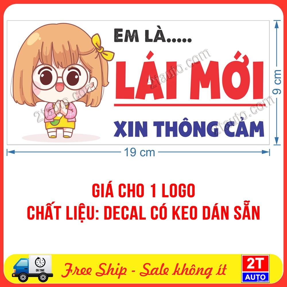 1 LOGO STICKER TEM DECAL DÁN XE LÁI MỚI XIN THÔNG CẢM MẪU NAM NỮ CUTE DỄ THƯƠNG - EM LÀ LÁI MỚI , TÙY CHỌN MẪU otofun