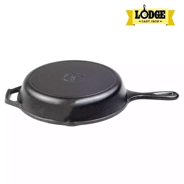 [Chính hãng LOGDE - MỸ] Chảo gang nướng Lodge tay cầm có rãnh lưới đáy chảo, tròn 26cm - L8GP3. Chảo dùng nướng, chiên, xào, áp chảo