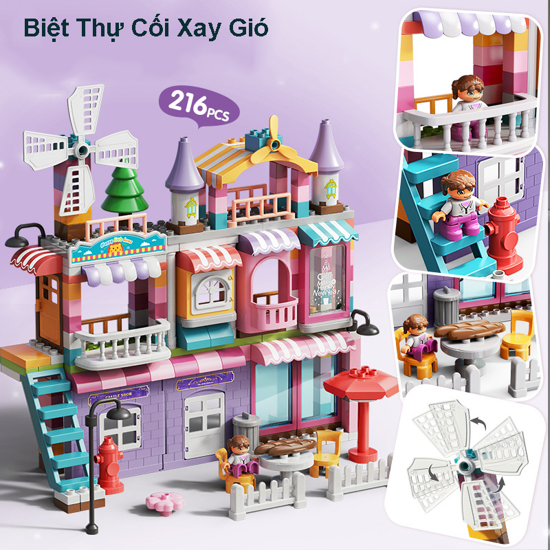Đồ Chơi Lắp Ráp Mô Hình Duplo Cỡ Lớn Biệt Thự Cối Xay Gió Windmill Villa 1674 Với 216 Mảnh Ghép