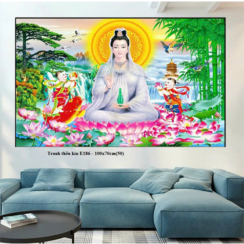 Tranh thêu chữ thập Quan Thế Âm Bồ Tát nhiều mẫu