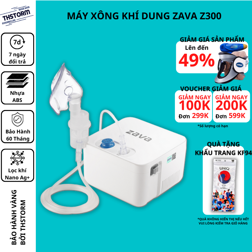 Máy Khí Dung ZAVA Z300 Bình Xông Mũi Họng Có Lọc Khí Nano AG+