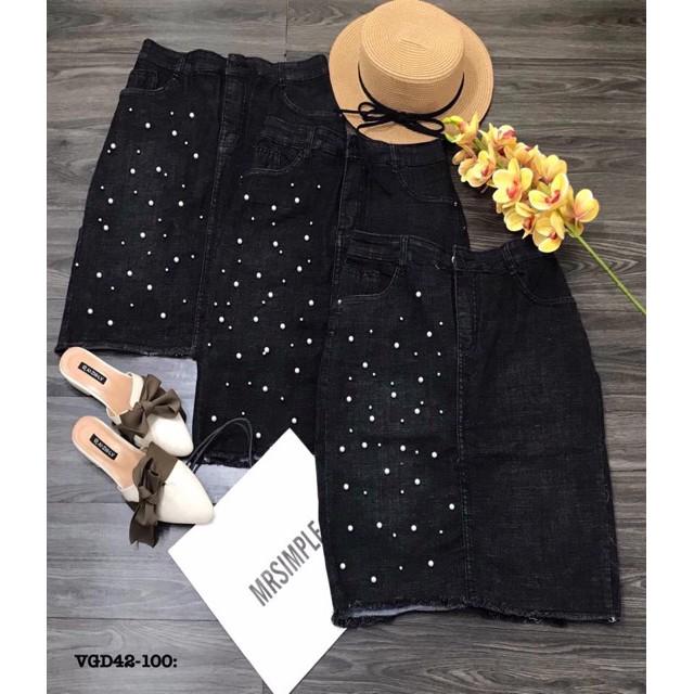 Váy jean kết châu bigsize