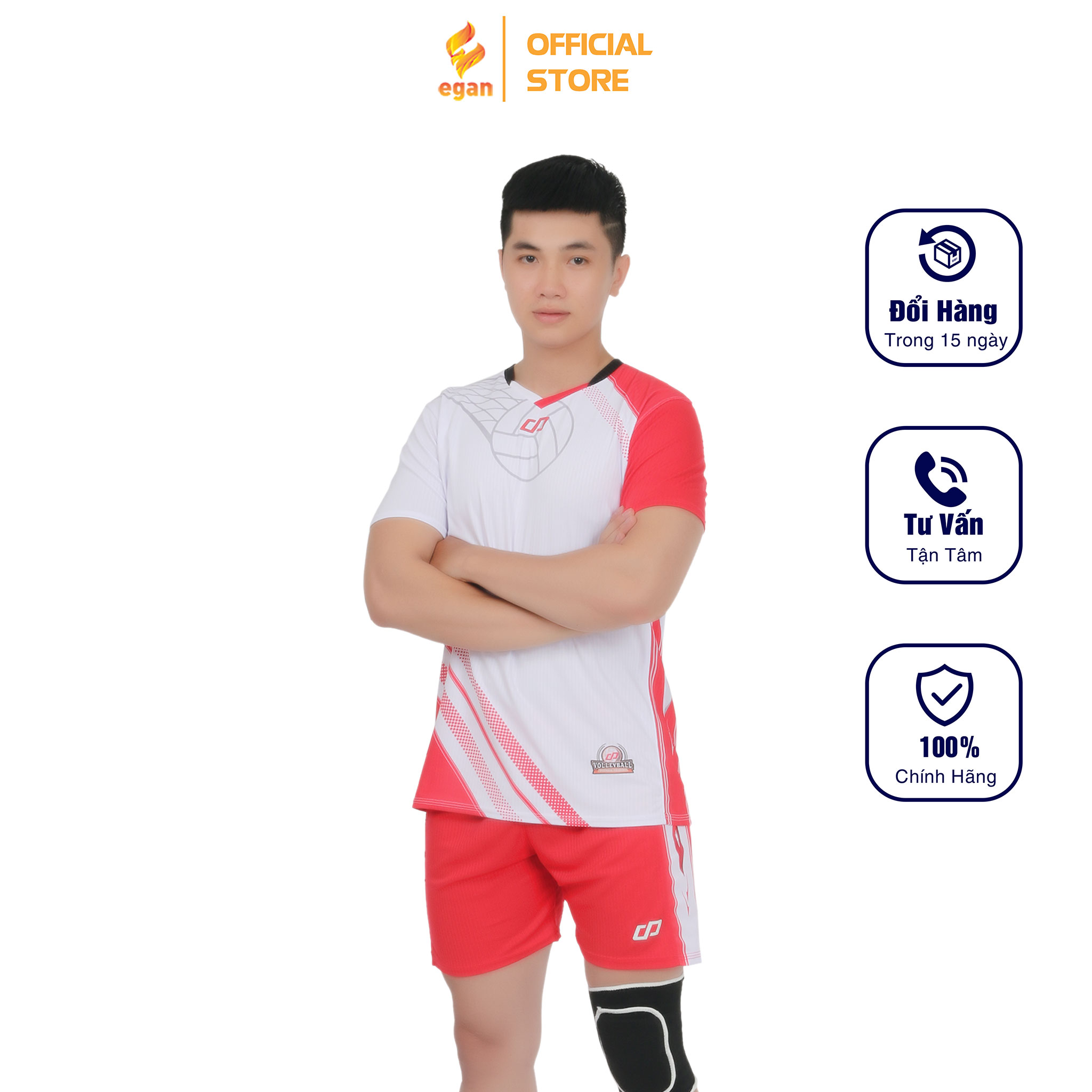 Bộ Quần Áo Thể Thao Bóng Chuyền Màu Trắng Nam GALVIN – CP SPORT BC03