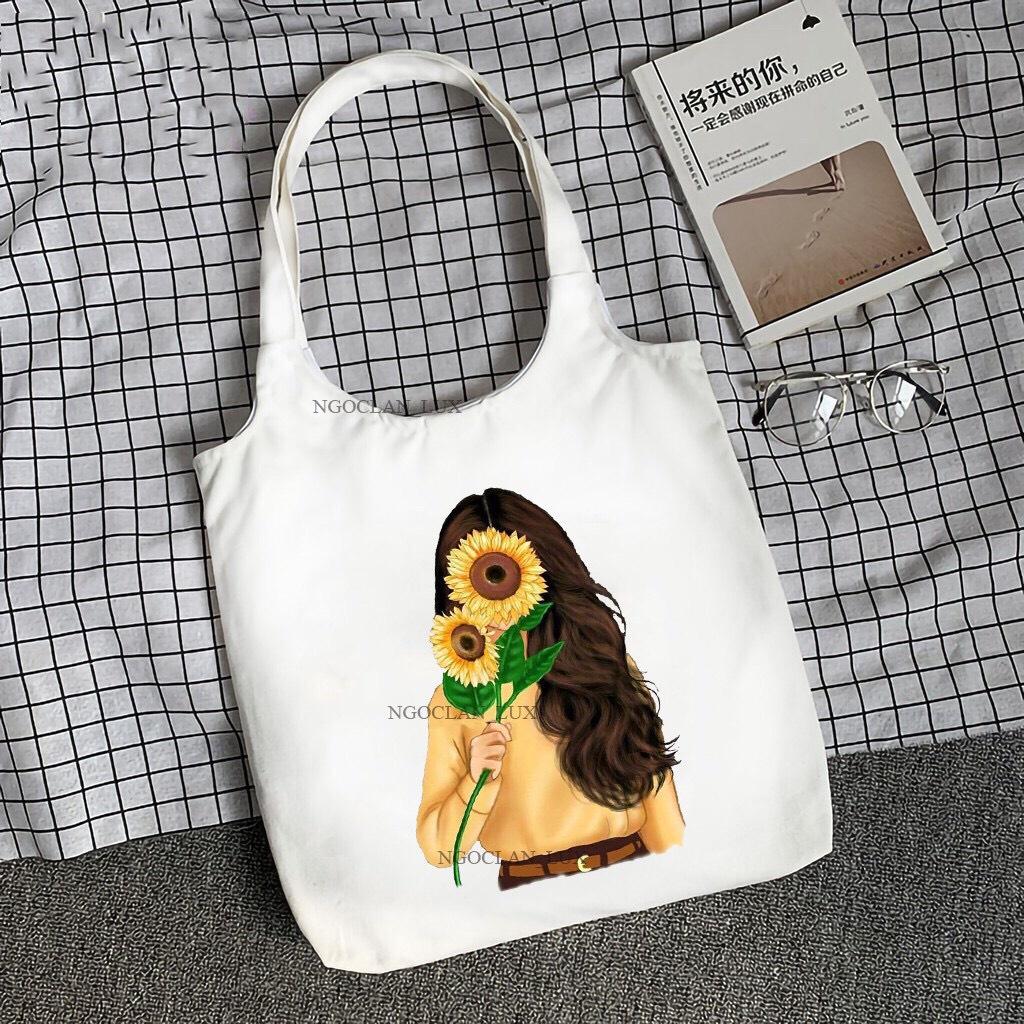 TÚI TOTE CÔ GÁI QUẢ CAM 2 - CÓ KHÓA - VẢI DỆT CANVAS 100%