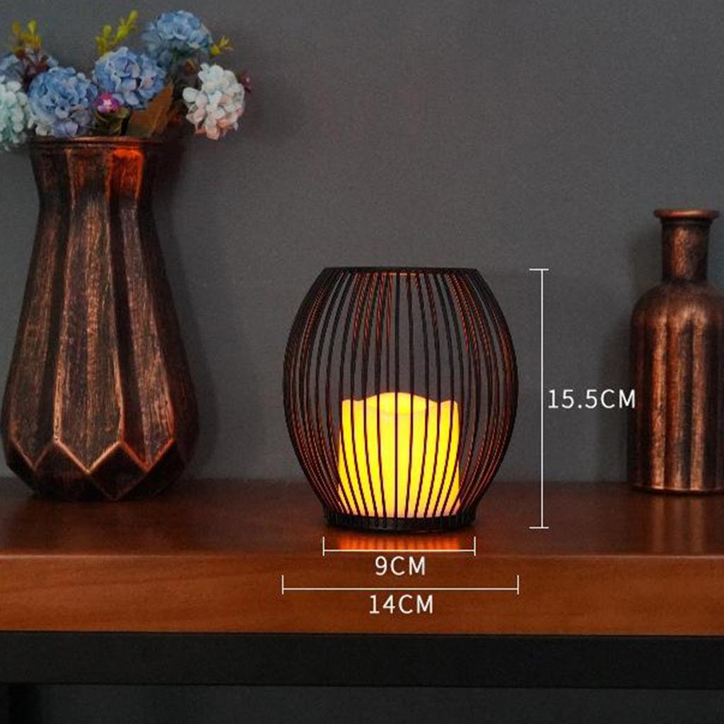 Vintage Style Iron Wire Candle Holder with LED Candle for Home Wedding Decor