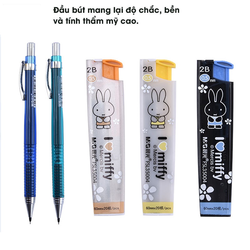 Bút chì kim bấm M&amp;G MP0110A ngòi 0.5 mm, màu đỏ, xanh dương, xanh ngọc, vàng-1 cây