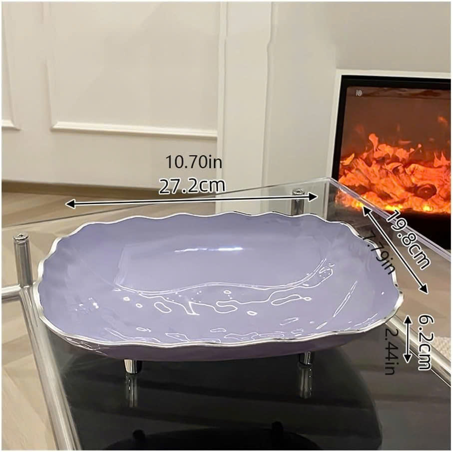 Đĩa Meka Cao Cấp Có Chân Đế Viền Ánh Kim – Khay Đựng Trái Cây- Khay Bánh KẹoTết, Hoa Quả, Decor Bàn Trà Phòng Khách - HÀNG CHÍNH HÃNG MINIIN