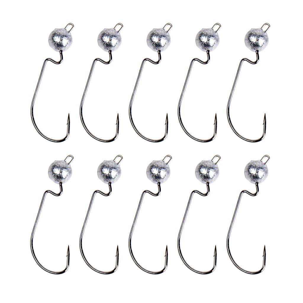 10pcs Weighted Fishing Hooks Crank Hook with Lead for Swimbaits 3.5g