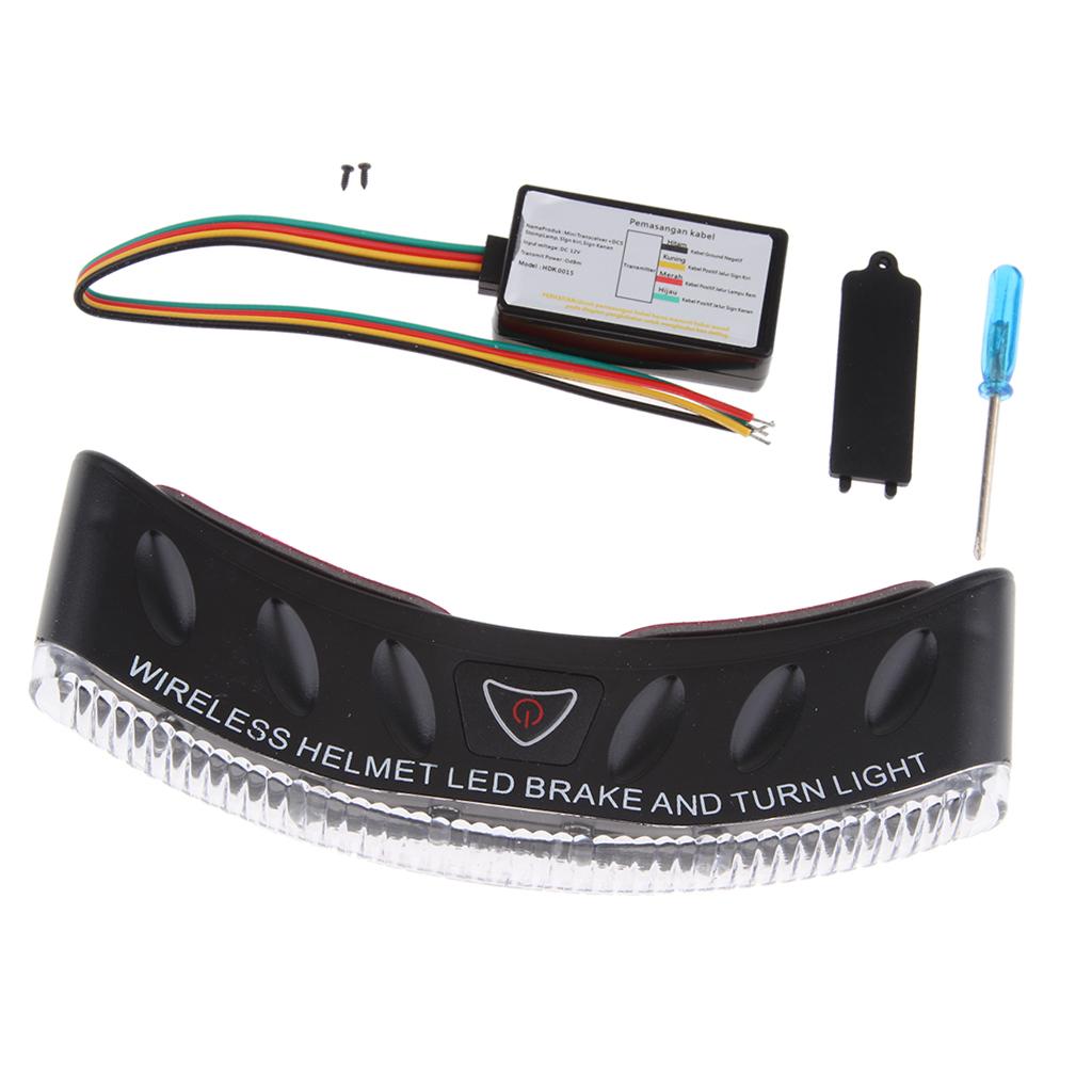 Motorcycle Wireless Helmet 12V 8 LED Turn Signal Stop Brake Warning Light
