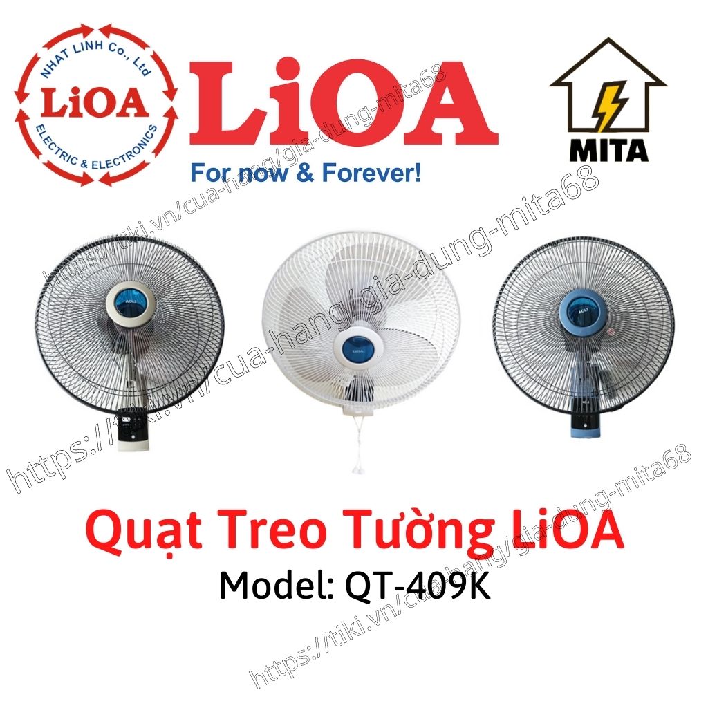 Quạt treo tường có điều khiển QT-409K LiOA - MITA - Hàng Chính Hãng