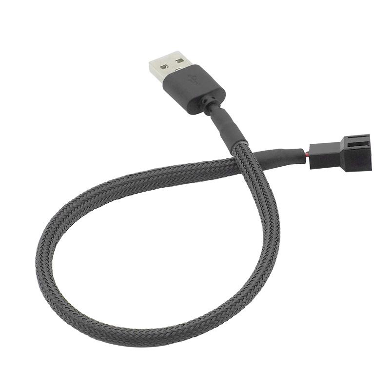 Quạt 3Pin hoặc 4pin đến Cáp bộ điều hợp USB 4 pin máy tính máy tính PC Fan Power Connector Bộ chuyển đổi 5V 30cm Connect