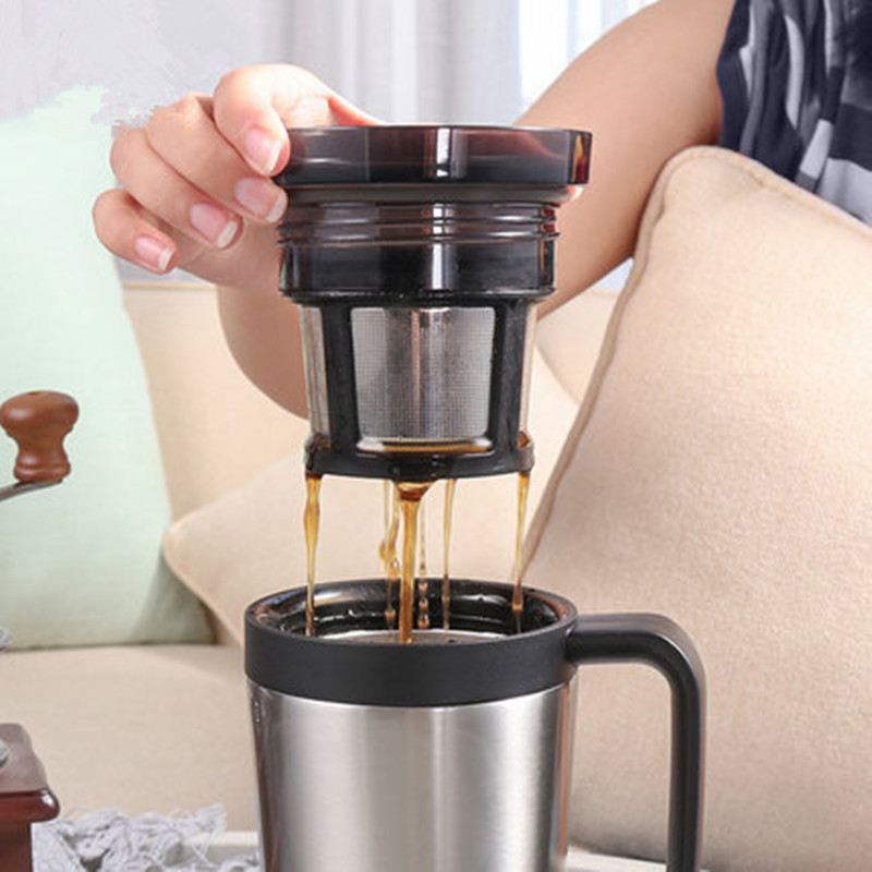 Ly giữ nhiệt Lock&amp;Lock Coffee Filter Mug LHC4197 580ml - Hàng chính hãng, Có lưới lọc trà, Coffee bằng Inox, Chất liệu thép không gỉ, Giữ nóng hoặc giữ lạnh tốt Kèm ống hút Inox 304