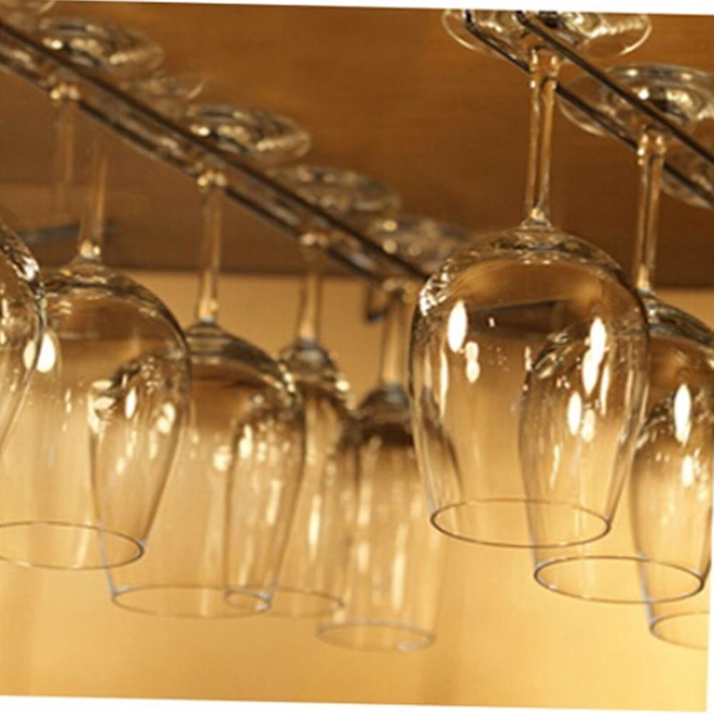 1-Row Kitchen Glass Cup Goblet Shelf Storage Rack Hanging Stemware Holder