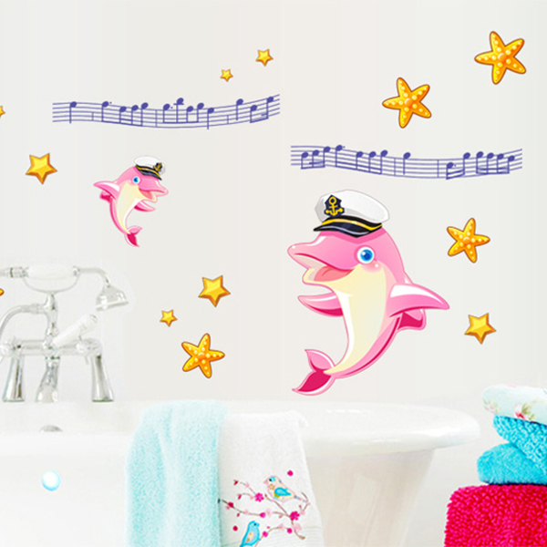 Decal Dán Tường Họa Tiết Cá Heo Hồng EB104