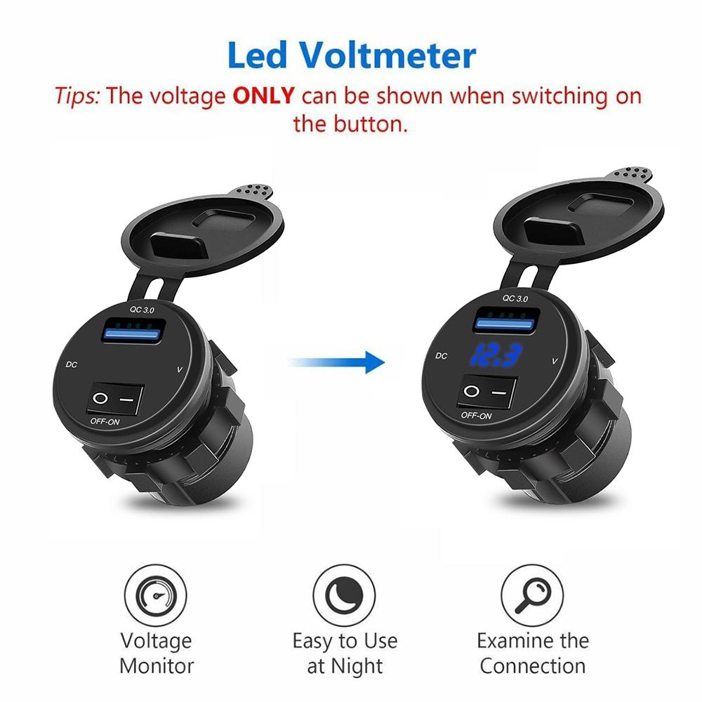 Sạc nhanh 3.0 usb xe sạc bộ sạc máy tính kỹ thuật số Voltmeter usb