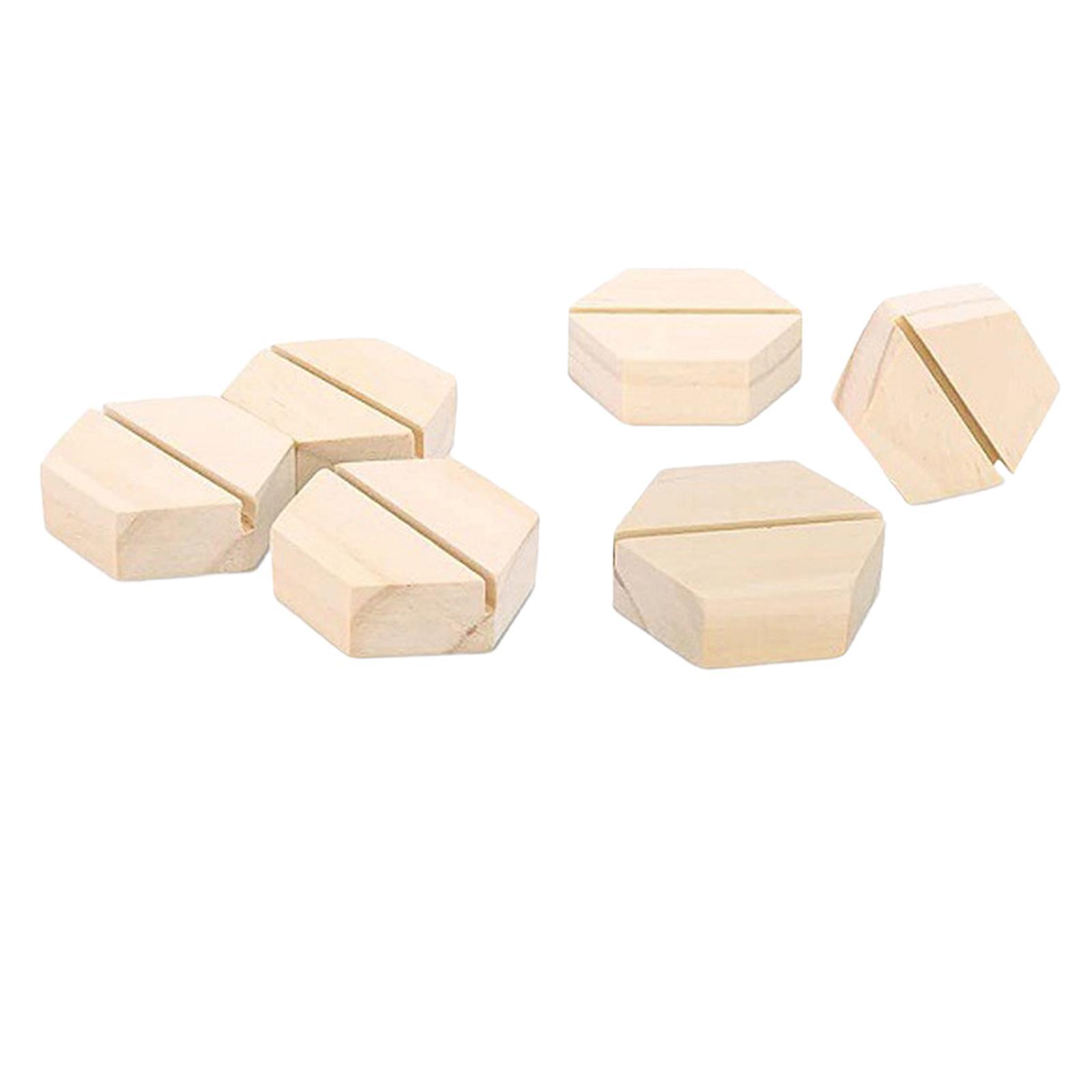 Hexagon Rustic Wooden Place Card Holders Set of 6 for Home Wedding Christmas