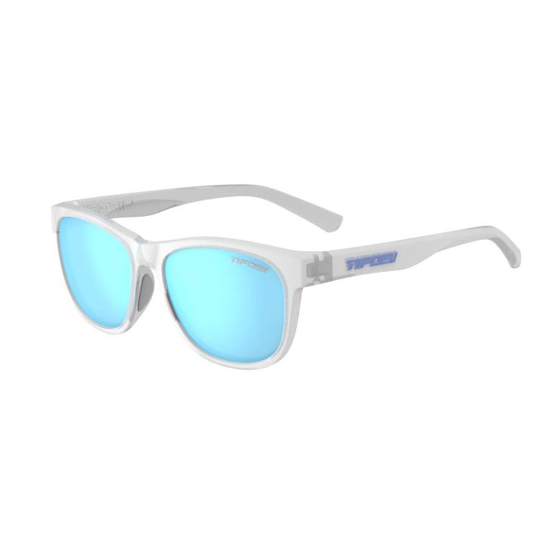 Kính mát thể thao Unisex Tifosi Swank - Gọng Satin Clear, Tròng phân cực chống chói trượt nước Clarion Blue Polarized