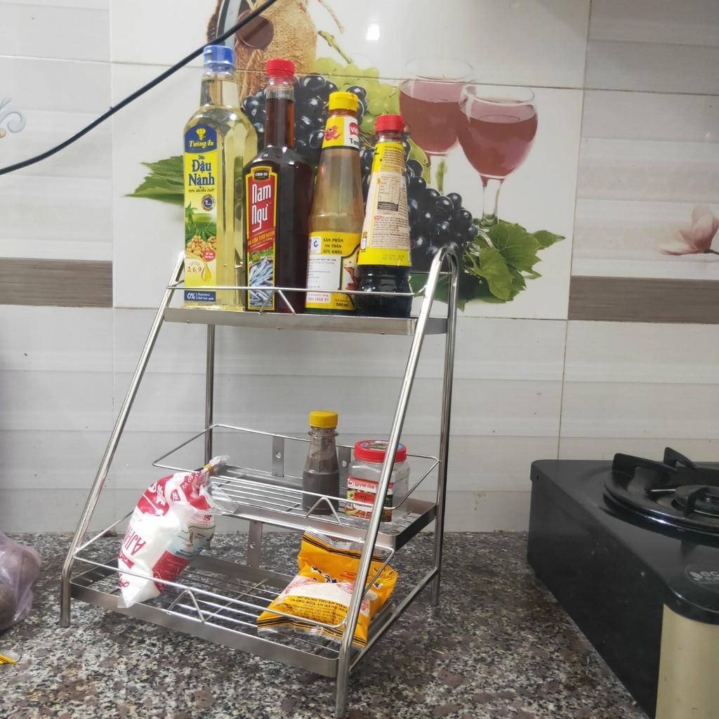 Kệ gia vị Inox Cầu Thang 3 tầng ống