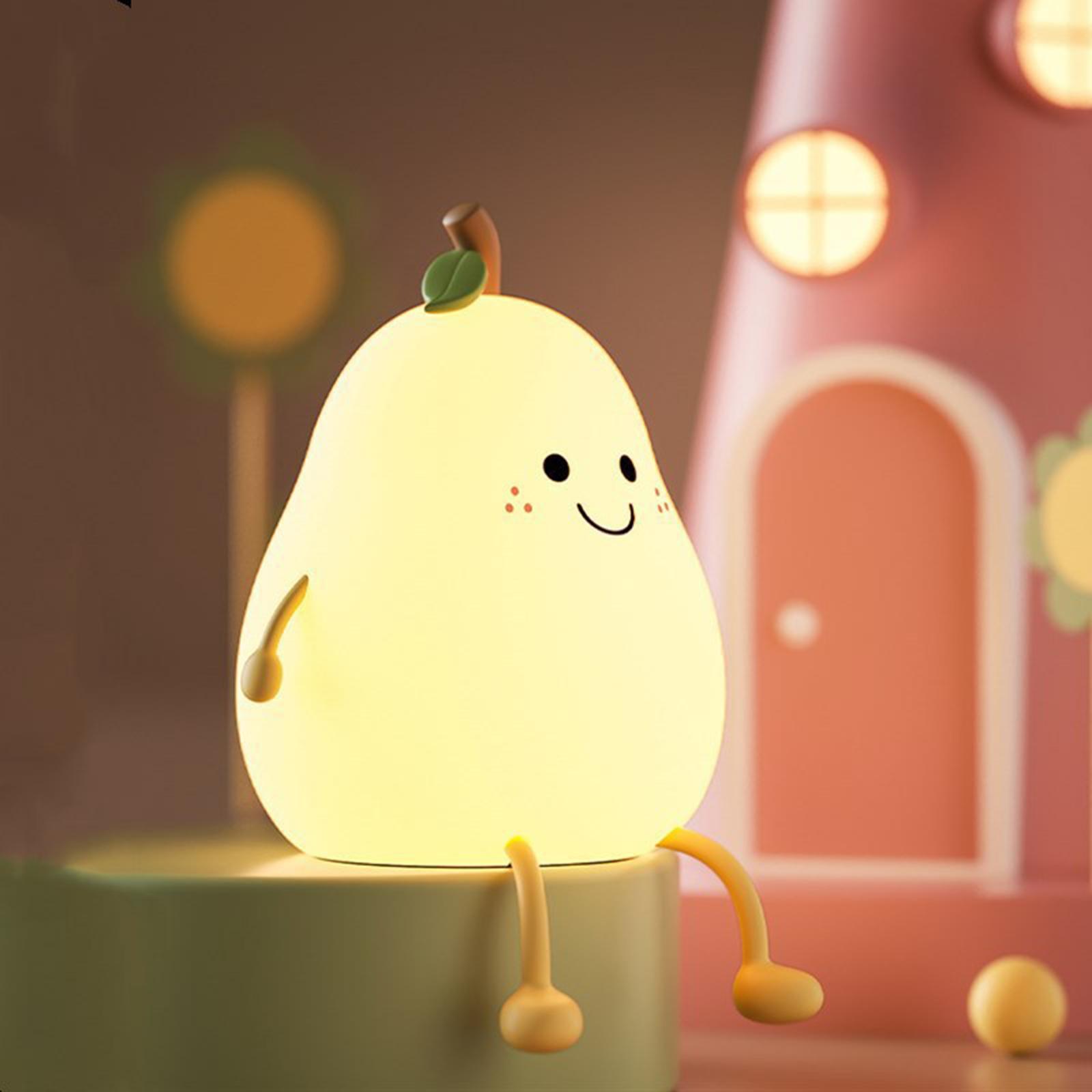 LED Pear Night Light Dimming Color Changing USB Bedside Lamp for Sleeping