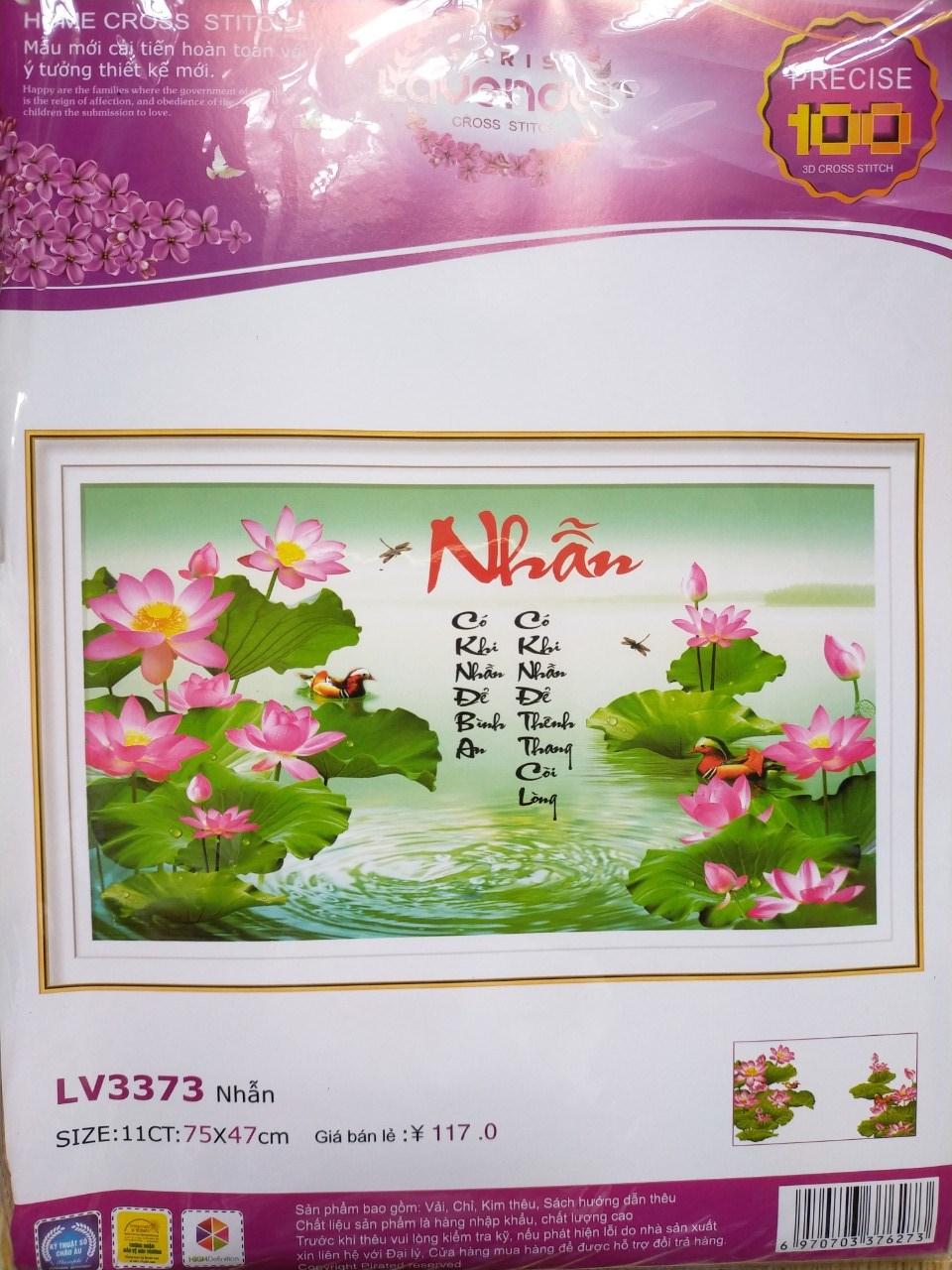 Tranh thêu chữ thập nhẫn hoa sen LV3373 - 75 x 47 cm - chưa thêu