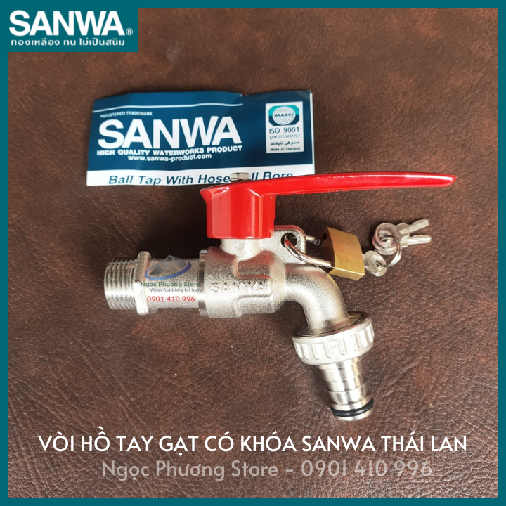 [SANWA THÁI LAN] Vòi vườn, vòi hồ, vòi nước có chìa khóa SANWA, 100% nhập khẩu, Phi 21mm CKT15L