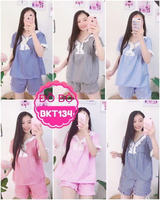 Đồ bộ áo tay ngắn quần đùi viền bèo ren nữ tính size dưới 55kg